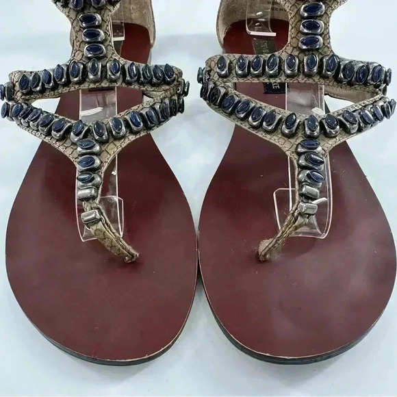 Steve Madden luxe L-Zena sandals size 8 tan faux leather gladiator festival boho - Picture 3 of 14